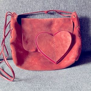 Gucci Red Heart Suede Cross Body Bag